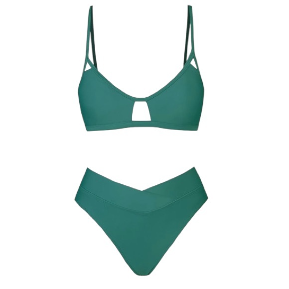 Green Bikini Set live Life on the Beach Cupshe size Medium NWT High Waist - Picture 2 of 15